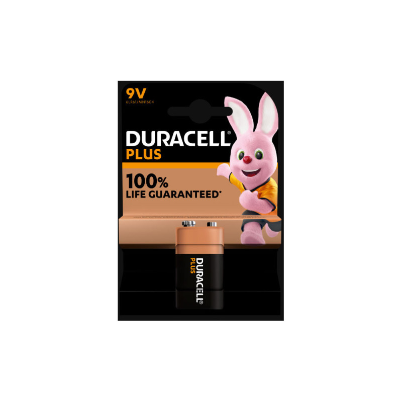 DURACELL PILE 100%PLUS 9V X1