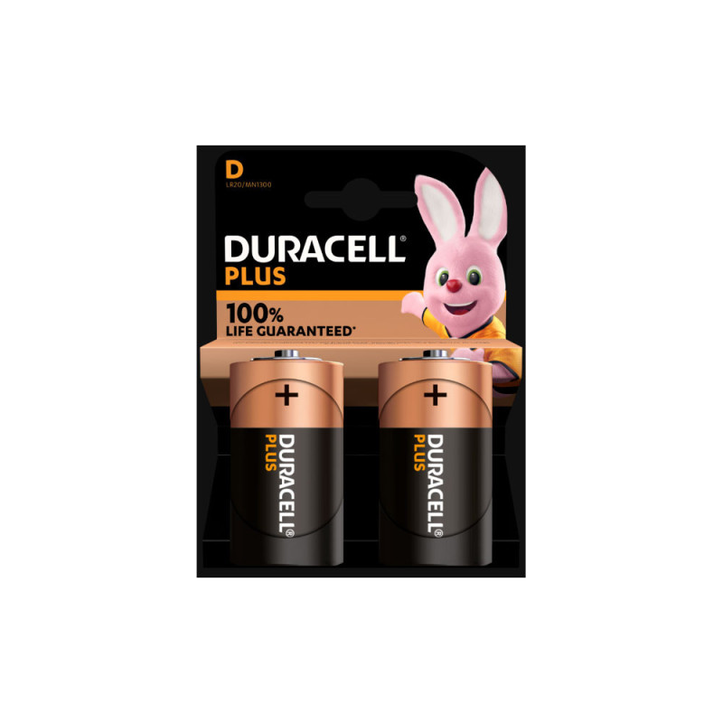 DURACELL PILE 100%PLUS LR20/D X2