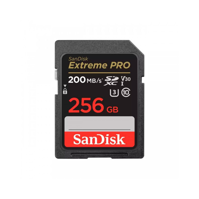 SANDISK SD EXTREME PRO 256GB (jusqu'à 200MB/S en lecture et 90MB/S en écriture)