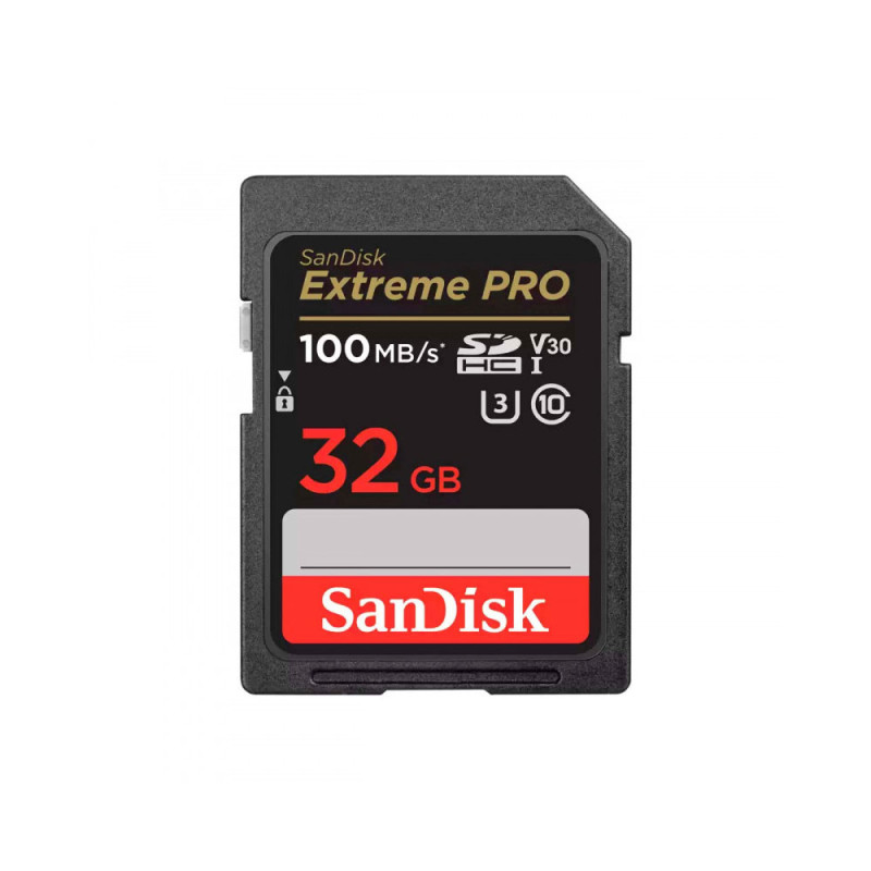 SANDISK SD EXTREME PRO 32GB (jusqu'à 100MB/S en lecture et 90MB/S en écriture)