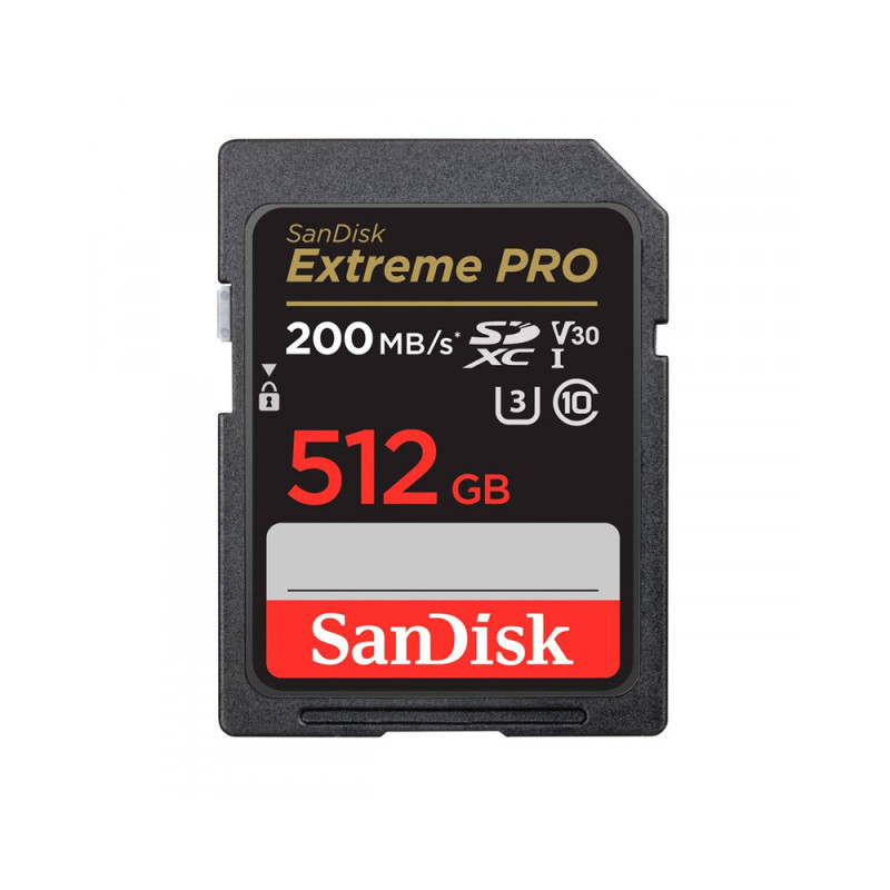 SANDISK SD EXTREME PRO 512GB (jusqu'à 200MB/S en lecture et 140MB/S en écriture)