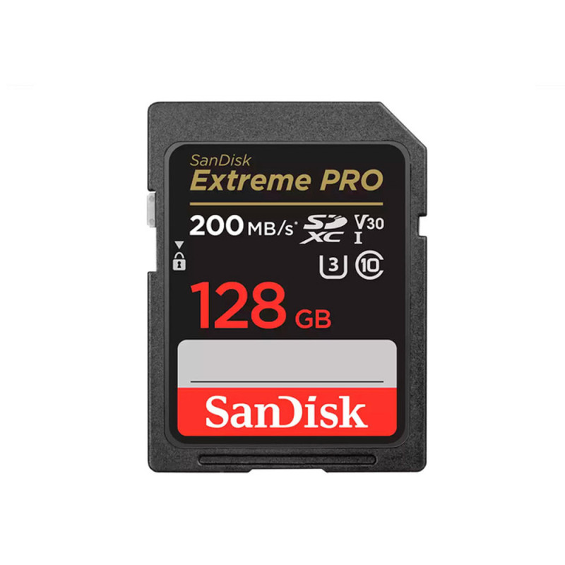 SANDISK SD EXTREME PRO 128GB (jusqu'à 200MB/S en lecture et 90MB/S en écriture)