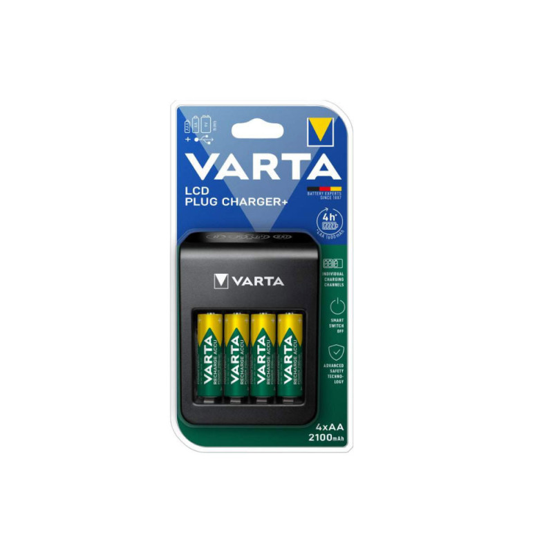 VARTA CHARGEUR 4H LCD PLUG + AA X4 2100 MAH