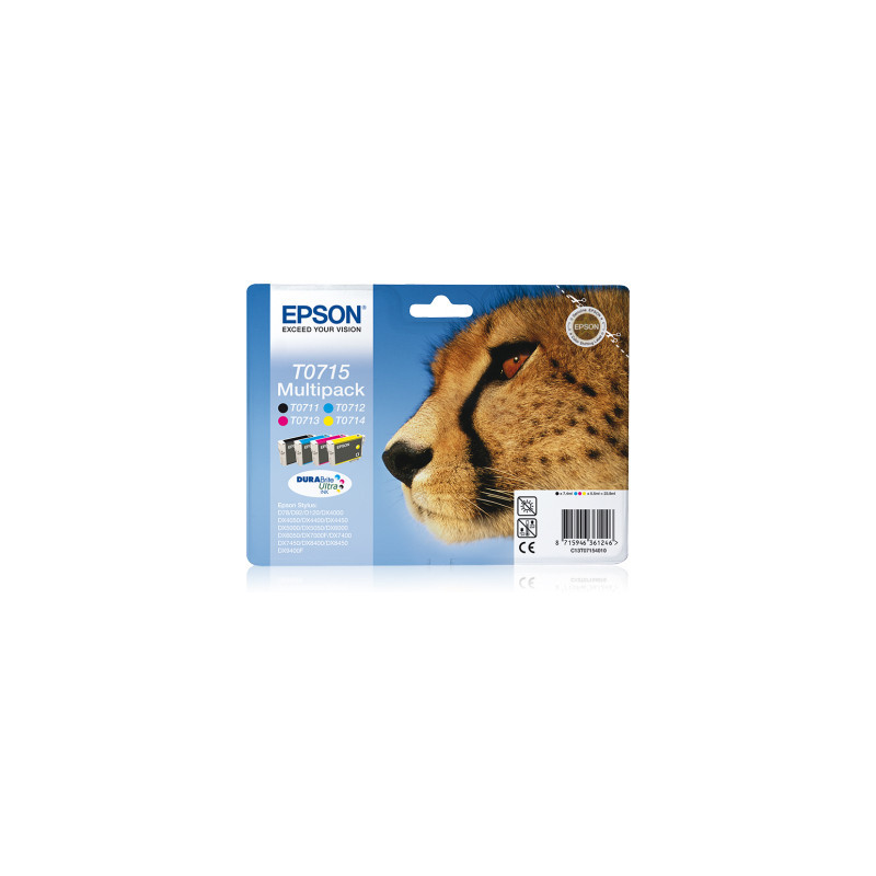 EPSON ENCRE T0715 GUEPARD MULTIPACK 4 COULEURS SERIES D/DX/SX/BX