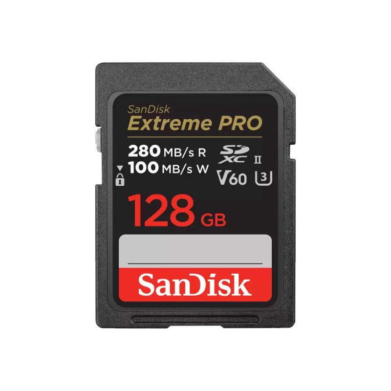 SANDISK SD EXTREME PRO UHS-II 128GB (jusqu'à 280MB/S en lecture et 150MB/S en écriture)