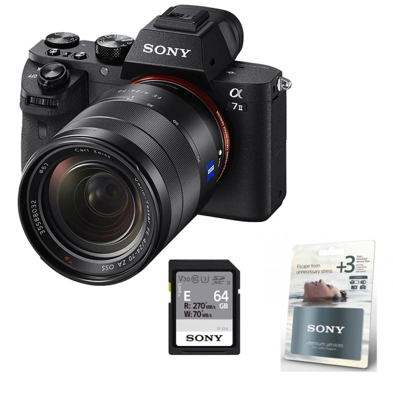 SONY ALPHA 7 II + 24-70/4 OSS Zeiss + Carte SD 64Go + Extension de garantie +3 ans