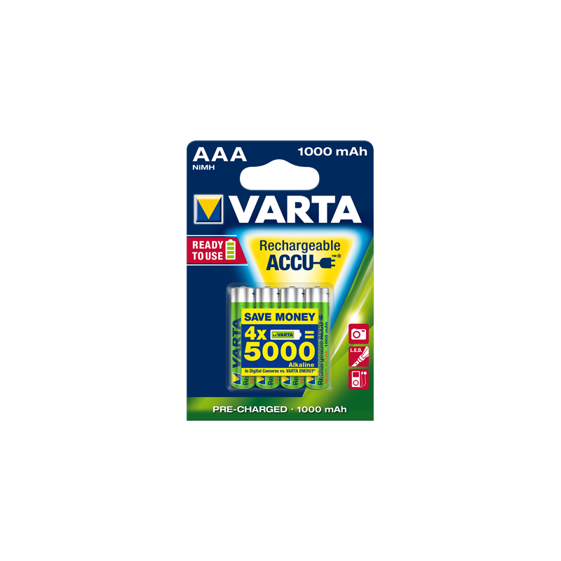 VARTA Piles rechargeables pré-chargées AAA / LR03 1000mAh x4