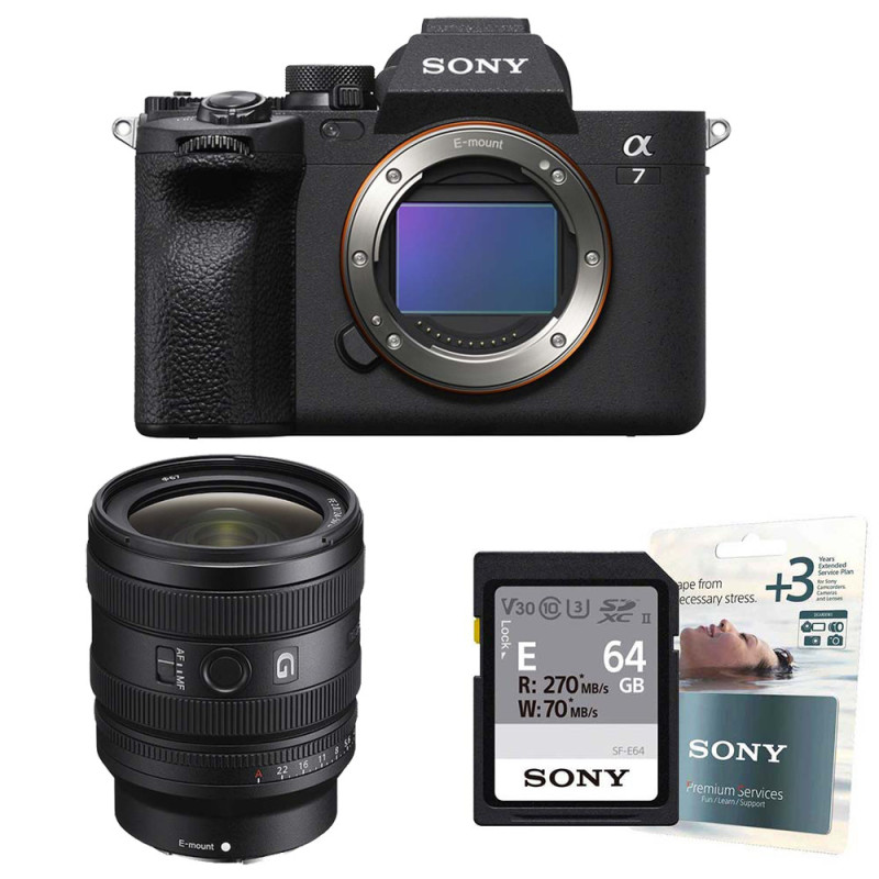 SONY ALPHA 7 IV + FE 24-50 mm f/2,8 G + SD 64Go V30 + Extension de garantie de 3 ans Sony