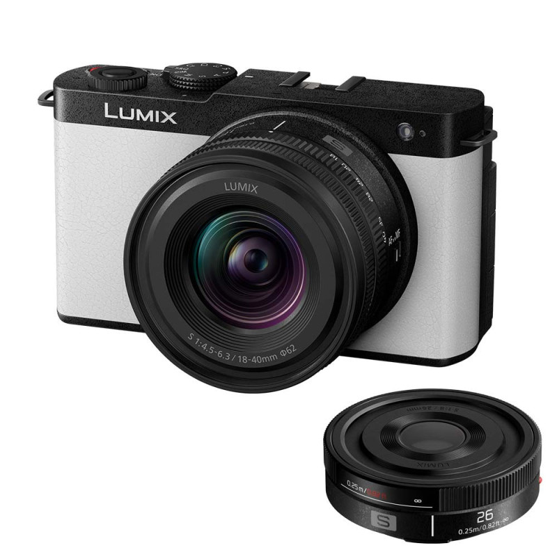 PANASONIC LUMIX DC-S9 Blanc + 18-40 mm f/4,5-6,3 + 26 mm f/8 OFFERT