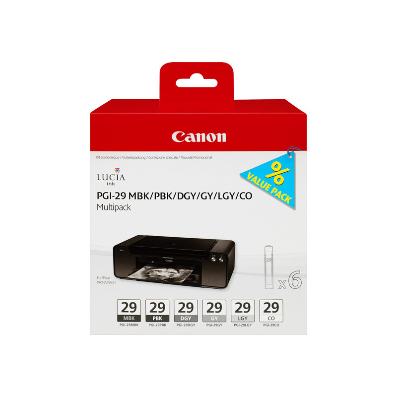 CANON PGI-29 pack 6 couleurs MBK PBK DGY GY LGY CO