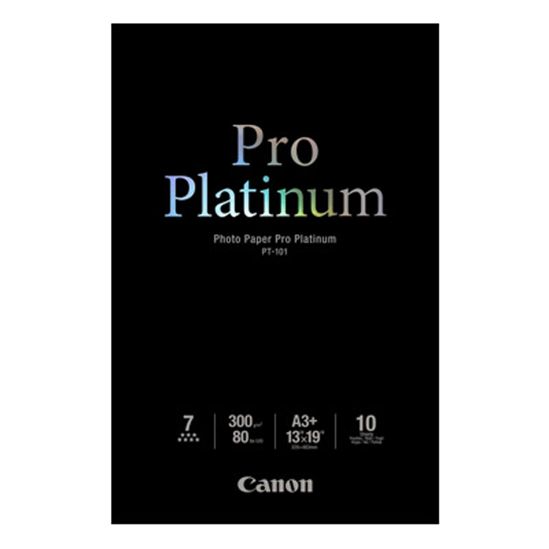 CANON PT-101 papier PHOTO PRO PLATINIUM 300 gr/m² format A3+ (330x480) pochette 10 feuilles