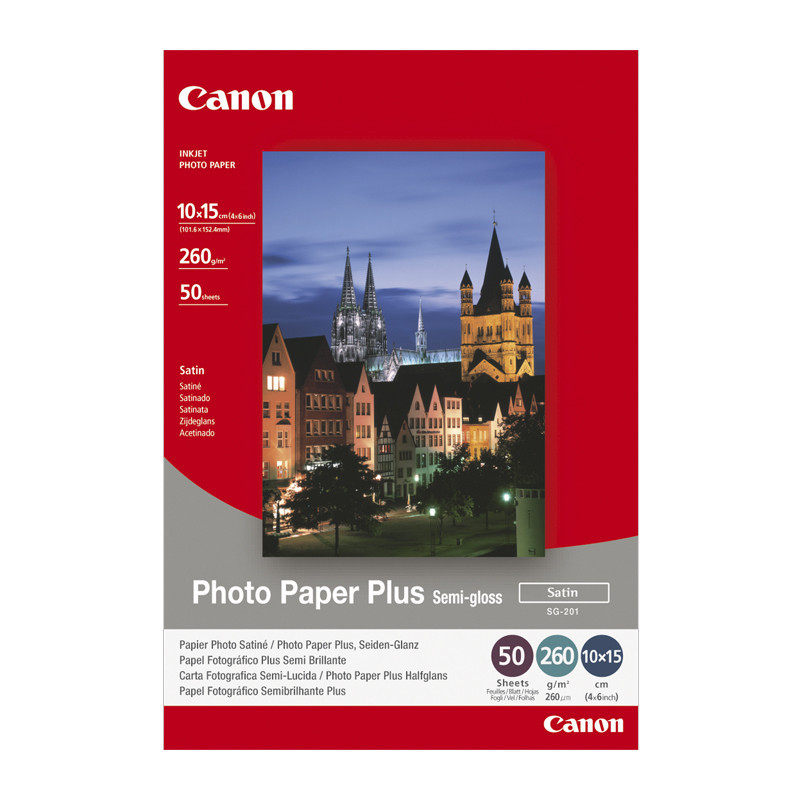 CANON SG-201 papier PHOTO satiné 260 gr/m² format A6 (105x148) pochette de 50 feuilles