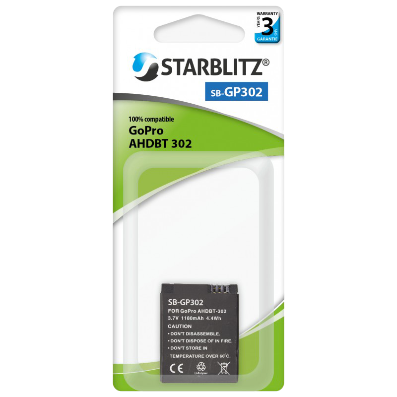 STARBLITZ Batterie compatible GoPro AHDBT-302