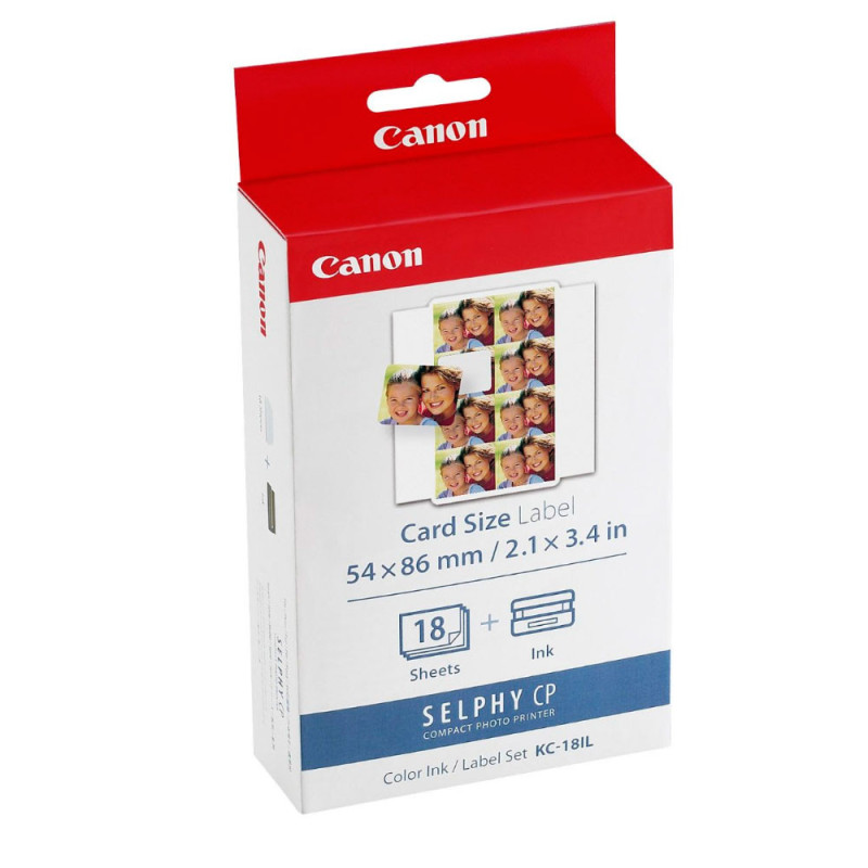 CANON KC-18IL Kit encre + 18 feuilles de 8 mini autocollants pour imprimantes SELPHY CP