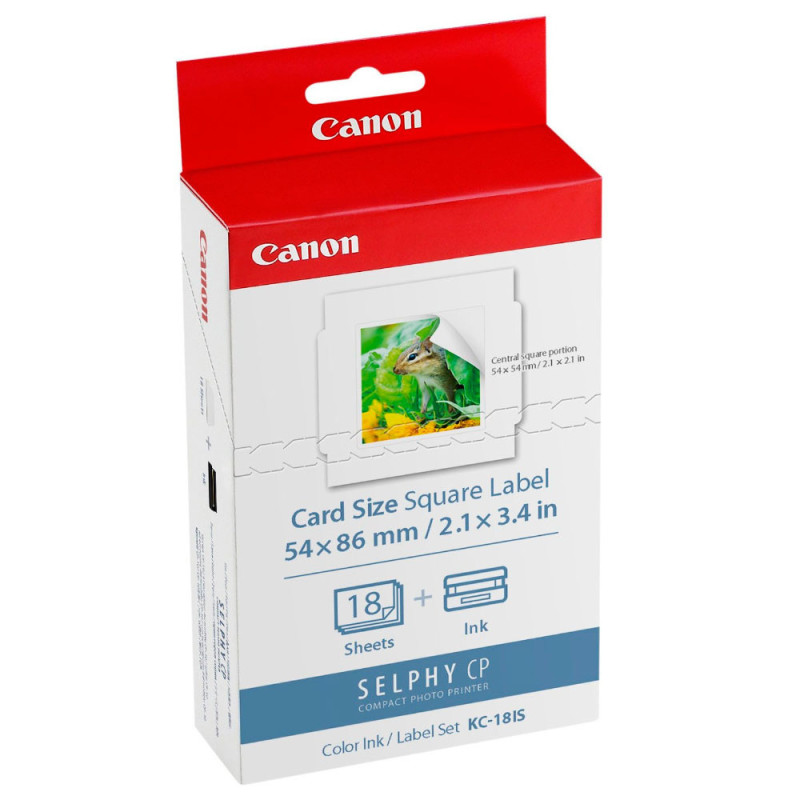 CANON KC-18IS Kit encre + 18 autocollants carrés 5x5 cm pour imprimantes SELPHY CP