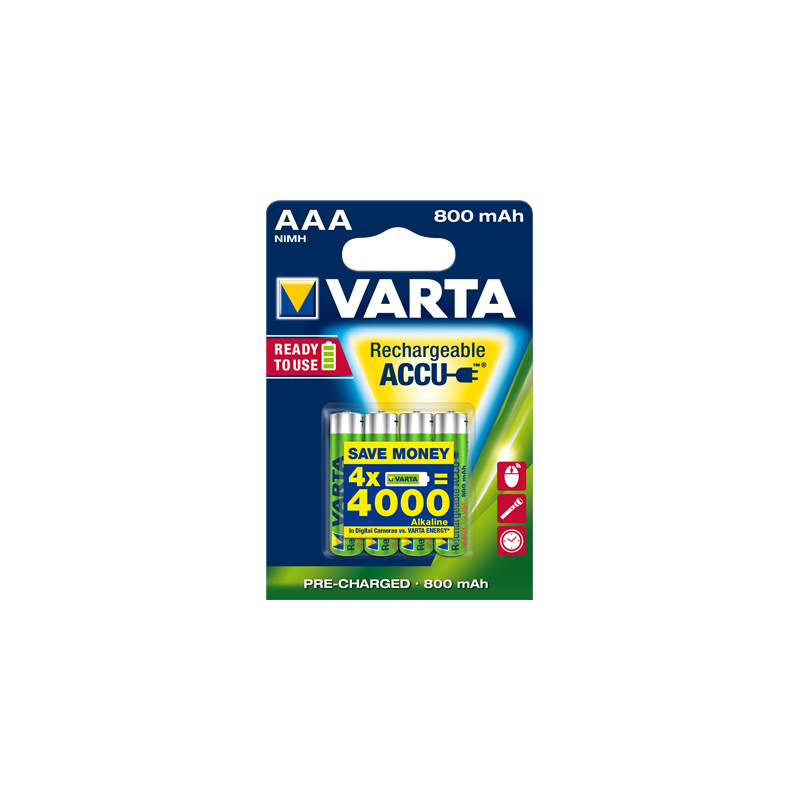 VARTA Piles rechargeables pré-chargées AAA / LR03 800mAh x4