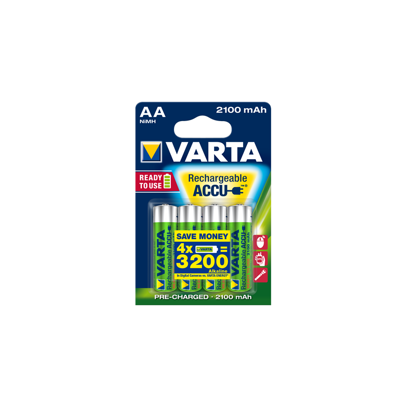 VARTA Piles rechargeables pré-chargées AA / LR6 2100mAh x4