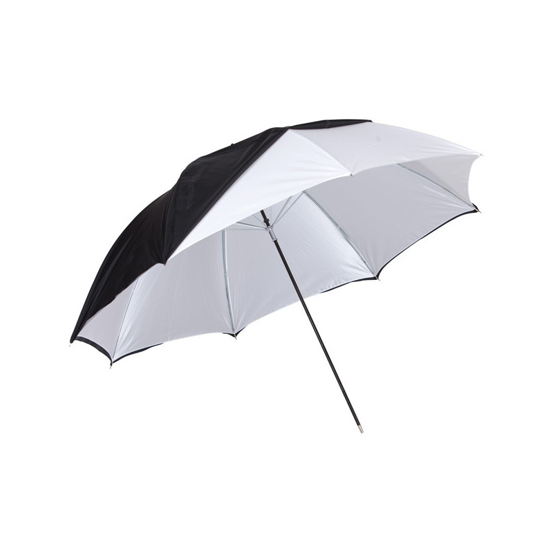 WESTCOTT PARAPLUIE 32" 3-EN-1 BLANC SATINE NEUTRE AVEC DOS NOIR AMOVIBLE 81CM