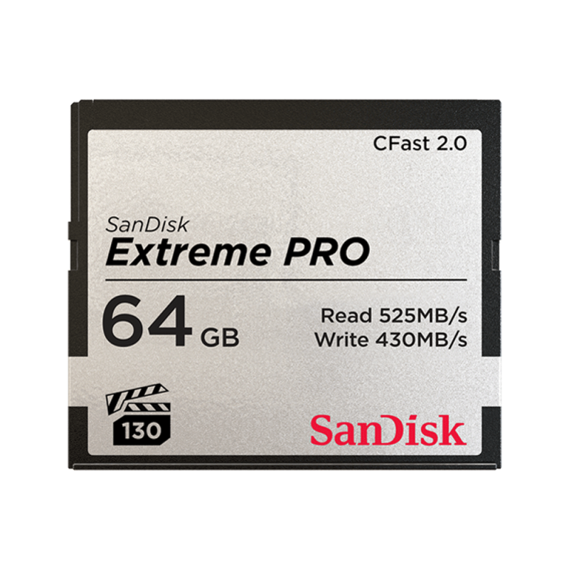 SANDISK CFast  2.0 Extreme PRO 64GB VPG 130 (jusqu'à 525MB/S en lecture et  430MB/S en écriture)