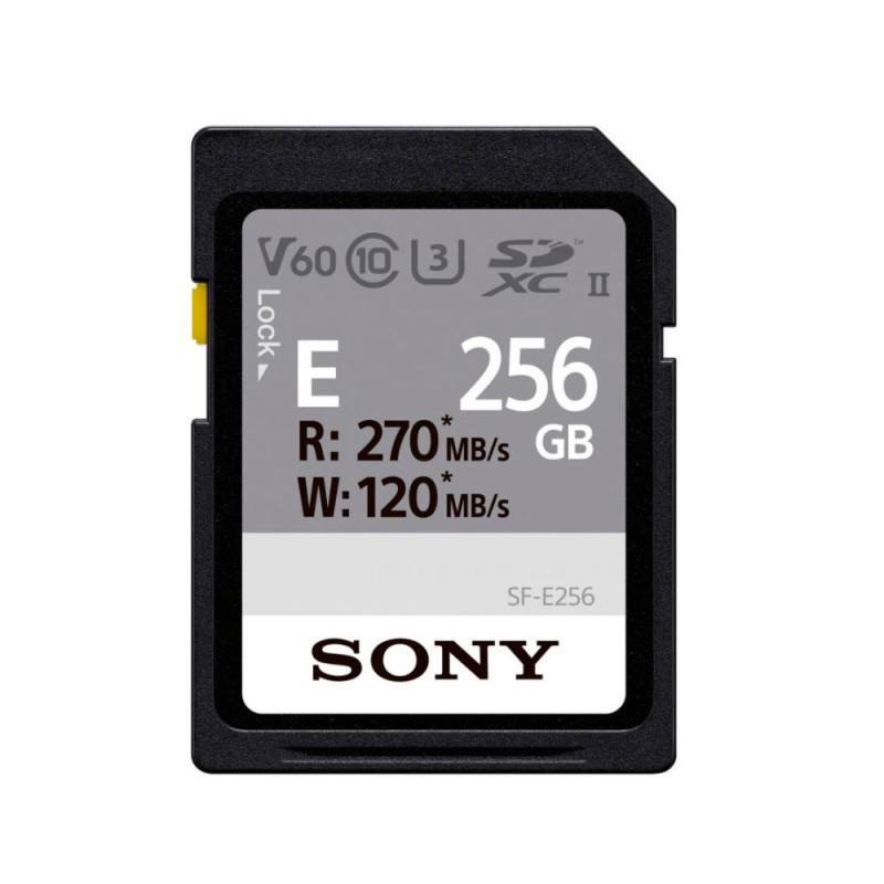 SONY SD SERIE E UHS-II 256GB CL 10 V60 (jusqu'à 270MB/S en lecture et 120MB/S en écriture)