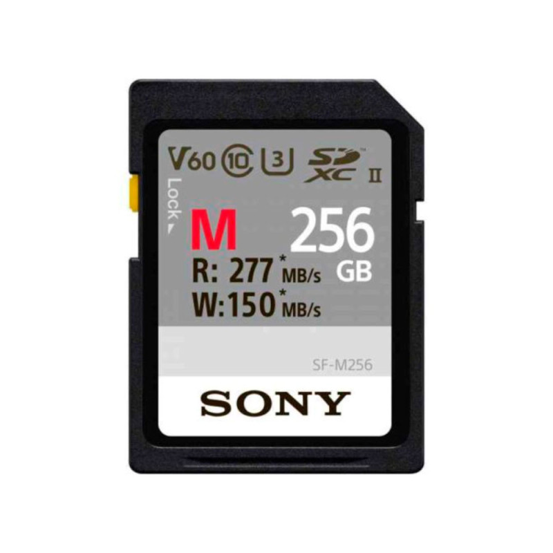 SONY SD SERIE M UHS-II 256GB CL 10 V60 (jusqu'à 277MB/S en lecture et 150MB/S en écriture)