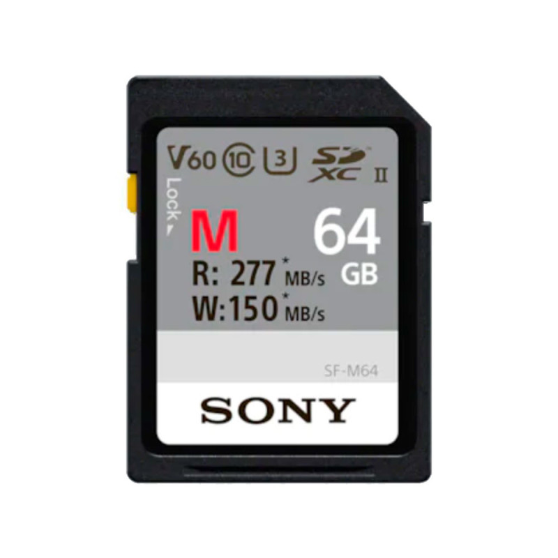 SONY SD SERIE M UHS-II 64GB CL 10 V60 (jusqu'à 277MB/S en lecture et 150MB/S en écriture)