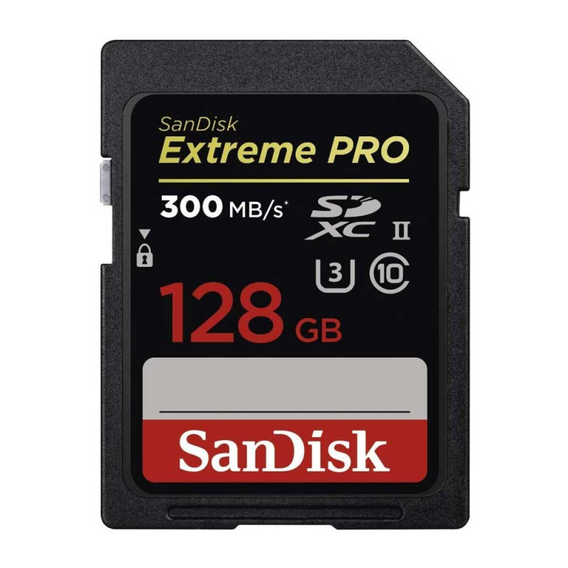 SANDISK SD EXTREME PRO UHS-II 128GB CL.U3  (jusqu'à 300MB/S en lecture et 260MB/S en écriture)