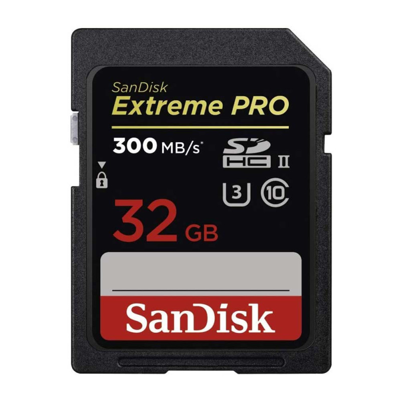 SANDISK SD EXTREME PRO UHS-II 32GB (jusqu'à 300MB/S en lecture et 260MB/S en écriture)