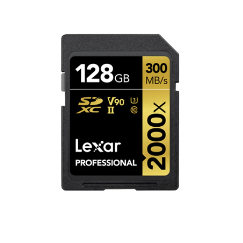 LEXAR PRO SD UHS-II 2000X 128GB CLASS 10 U3 (jusqu'à 300MB/S en lecture et 260MB/S en écriture)