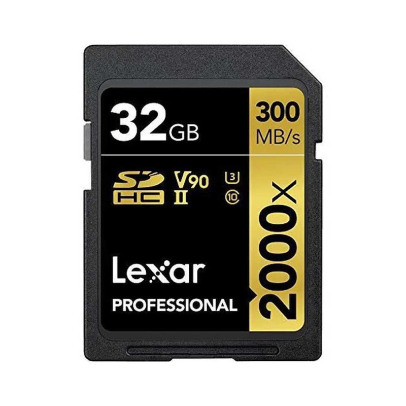 LEXAR PRO SD UHS-II 2000X 32GB CLASS 10 U3 (lecture 300MB/S, écriture 260MB/S)