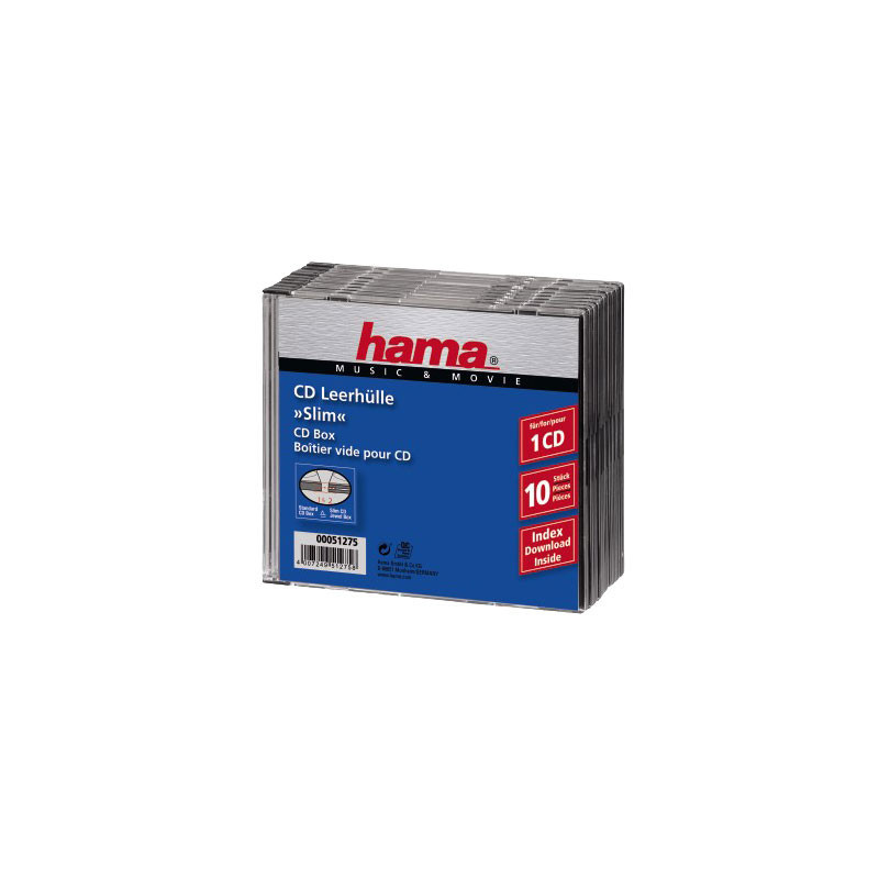 HAMA 10 Boîtiers CD SLIM